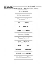 English Worksheet: Complete and translate with Verb TO BE ( am -Is- are)