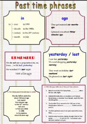 English Worksheet: Past time phrases