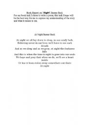 English Worksheet: poem of the book night by eli wizel