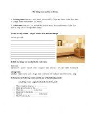 English worksheet: The living room and the bedroom
