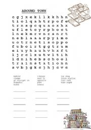 English Worksheet: Town wordsearch