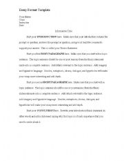 English worksheet: Essay template