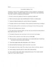 English worksheet: Punctuation Mastery Test