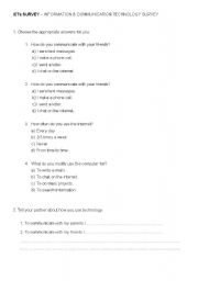 English Worksheet: Technology survey