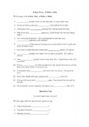 English worksheet: Quantifiers, during and for