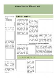 blank magazine article template