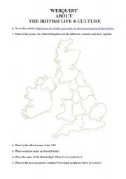 English Worksheet: Webquest about the British Life and Culture