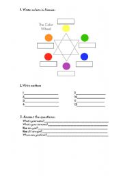 English worksheet: Colours, shapes and animals