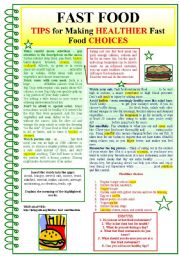 FAST FOOD (Tips for making HEALTHIER fast food choices)