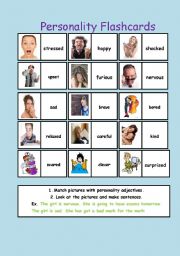 English Worksheet: personality adjectives_flashcards and questions