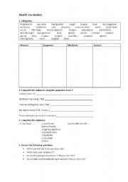 English Worksheet: Health Vocabulary