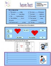 English Worksheet: Have has worksheet