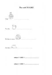 English worksheet: The verb TO LIKE