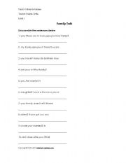 English Worksheet: Family Activity