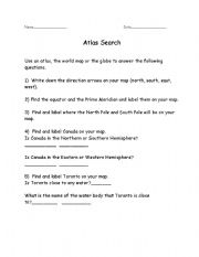 English Worksheet: Atlas Search Part 1