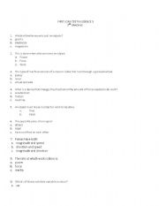 English worksheet: Science for grade five