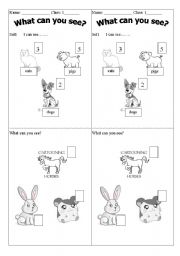 English Worksheet: pair work_how many animals can you see?