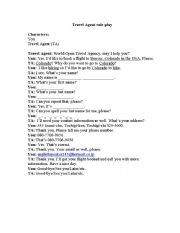 English worksheet: Travel Agent roleplay