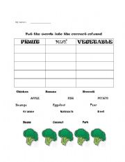 English worksheet: Fruit and Vege