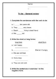 English Worksheet: To be