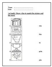 English worksheet: -in word family