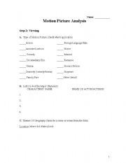 English Worksheet: Motion Picture Analysis