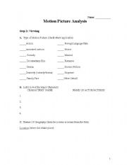 English worksheet: Motion Picture Analysis