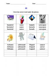English worksheet: phonics - au sound