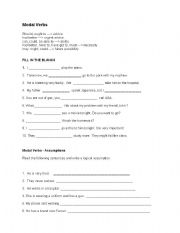 English worksheet: Modal Verb Exercise