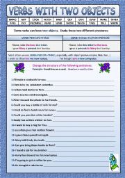 English Worksheet: VERBS WITH TWO OBJECTS