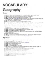 Vocabulary definitions: Weather and Geography