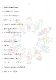 English worksheet: v. to be, nouns, prepositions