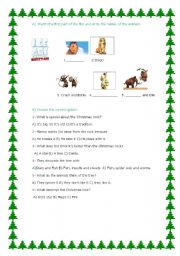 English Worksheet: Ice Age: a Mammoth Christmas part 1