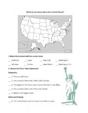 English Worksheet: USA Introduction Worksheet
