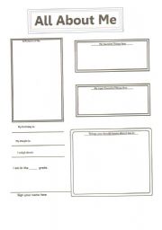 English worksheet: All About Me Profile