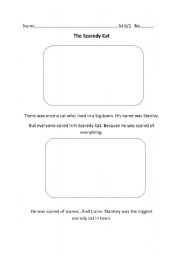 English worksheet: the scaredy cat drawing