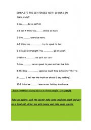 English worksheet: suggestions