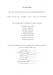 English worksheet: First impressions vocabulary