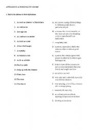 English Worksheet: Appearance and personality idioms