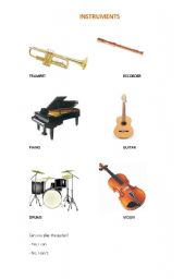 English worksheet: Instruments + can you play...?