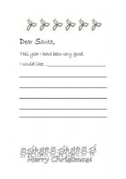 English Worksheet: letter for Sta. Claus