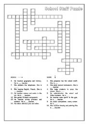 English Worksheet: school staff puzzle