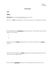 English Worksheet: Book Review Worksheet