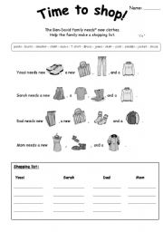 English Worksheet: basic reading (rebus style) on clothing