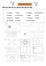 English Worksheet: flags and countries