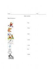 English worksheet: verbs for little kids