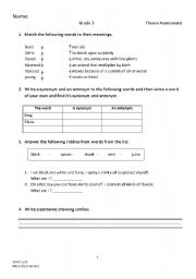 English Worksheet: theme test