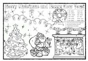 English Worksheet: Christmas colouring! Numbers (1-12) and colours.