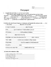 English Worksheet: Revision: must :Present Simple and Continuous