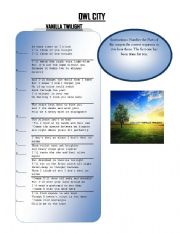 English worksheet: Owl City - Vanilla Twilight worksheet